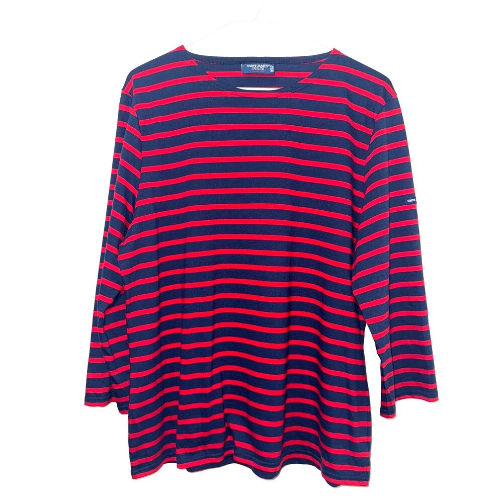 Saint James L'atelier Minquidame Striped Sailor Shirt - Red/Blue 14